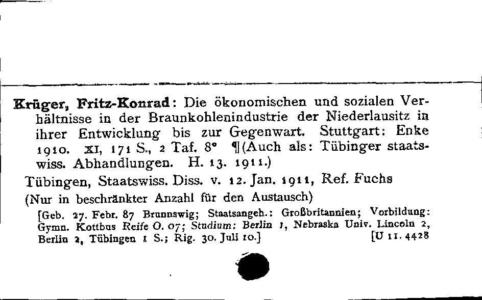 [Katalogkarte Dissertationenkatalog bis 1980]