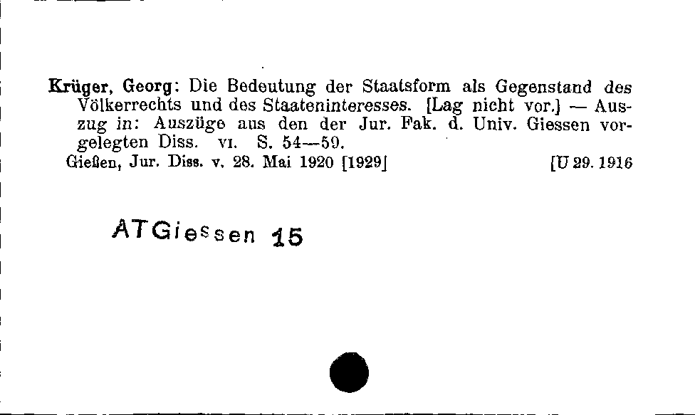 [Katalogkarte Dissertationenkatalog bis 1980]