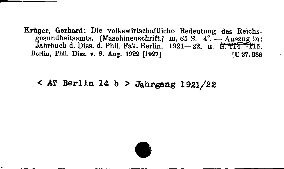 [Katalogkarte Dissertationenkatalog bis 1980]