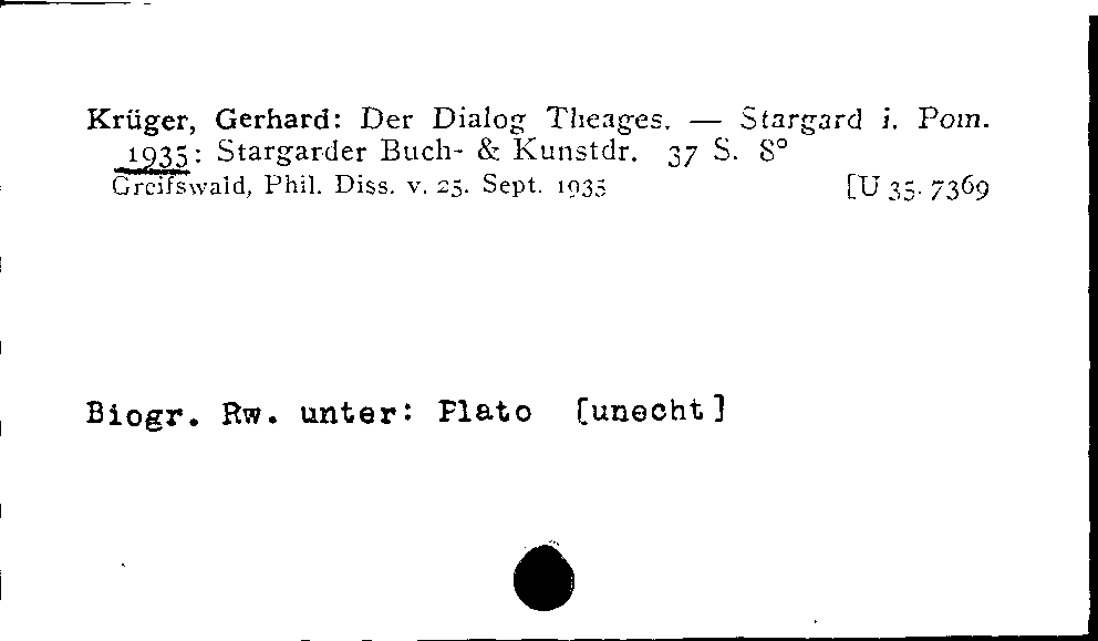 [Katalogkarte Dissertationenkatalog bis 1980]