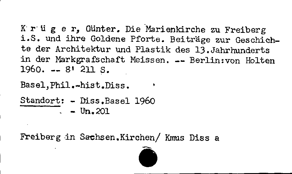 [Katalogkarte Dissertationenkatalog bis 1980]