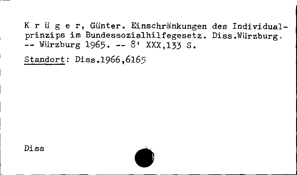 [Katalogkarte Dissertationenkatalog bis 1980]