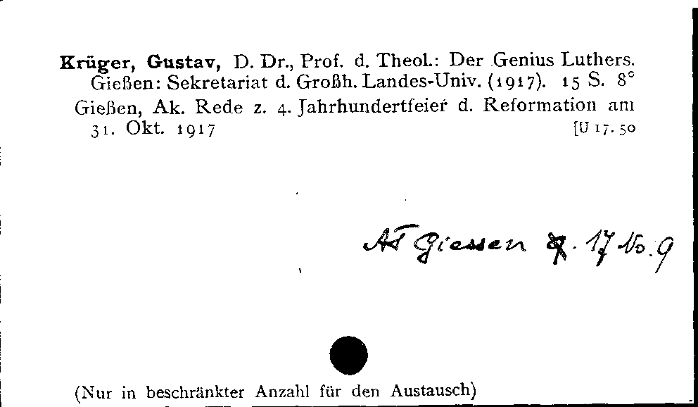 [Katalogkarte Dissertationenkatalog bis 1980]