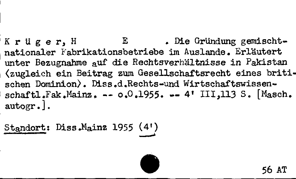 [Katalogkarte Dissertationenkatalog bis 1980]