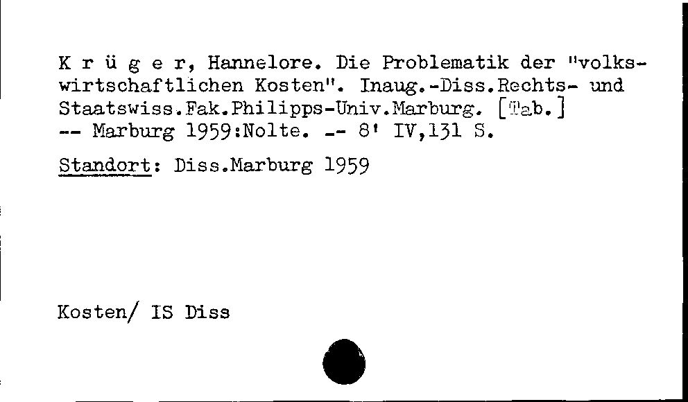 [Katalogkarte Dissertationenkatalog bis 1980]