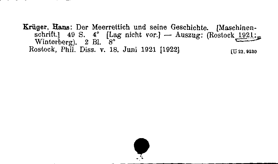 [Katalogkarte Dissertationenkatalog bis 1980]