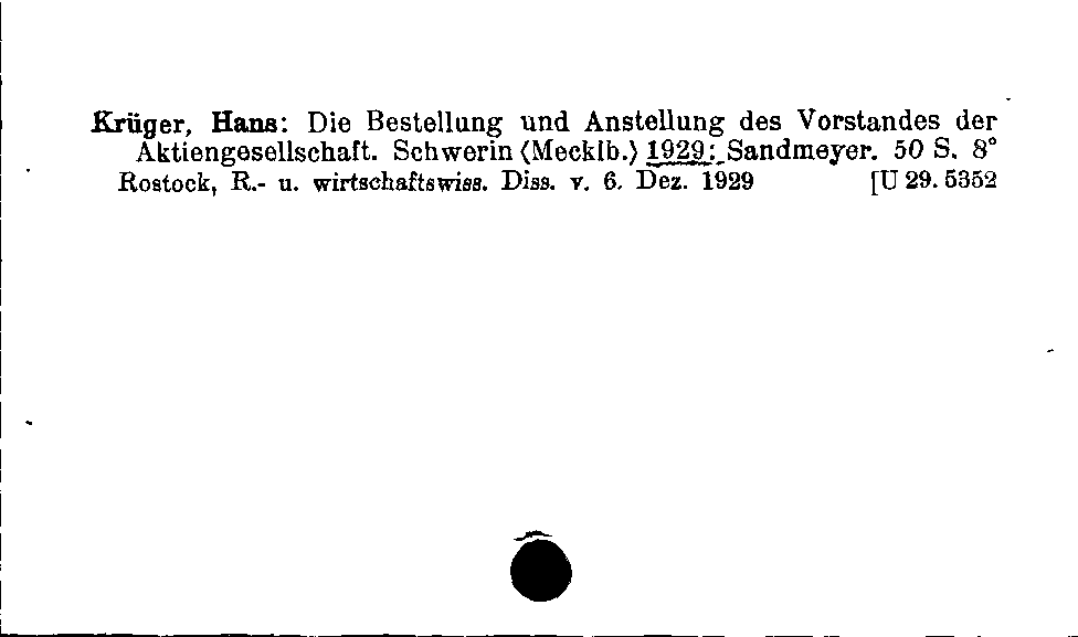 [Katalogkarte Dissertationenkatalog bis 1980]