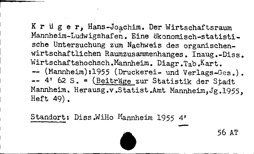 [Katalogkarte Dissertationenkatalog bis 1980]