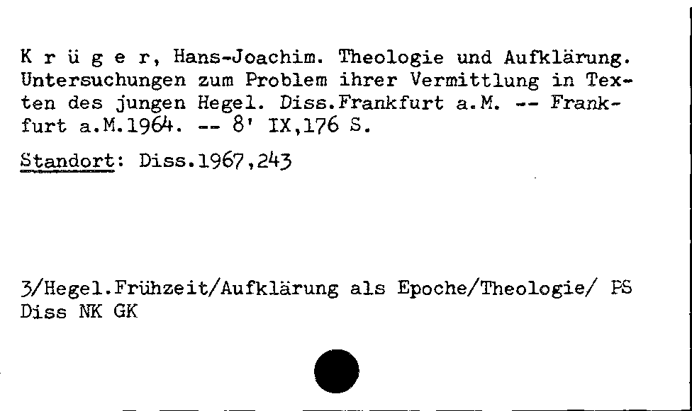 [Katalogkarte Dissertationenkatalog bis 1980]