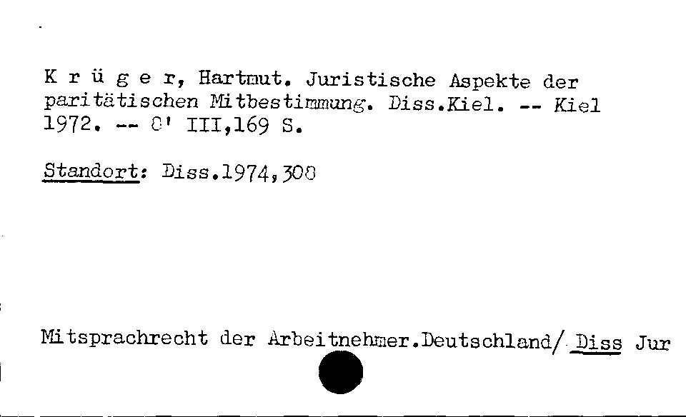 [Katalogkarte Dissertationenkatalog bis 1980]