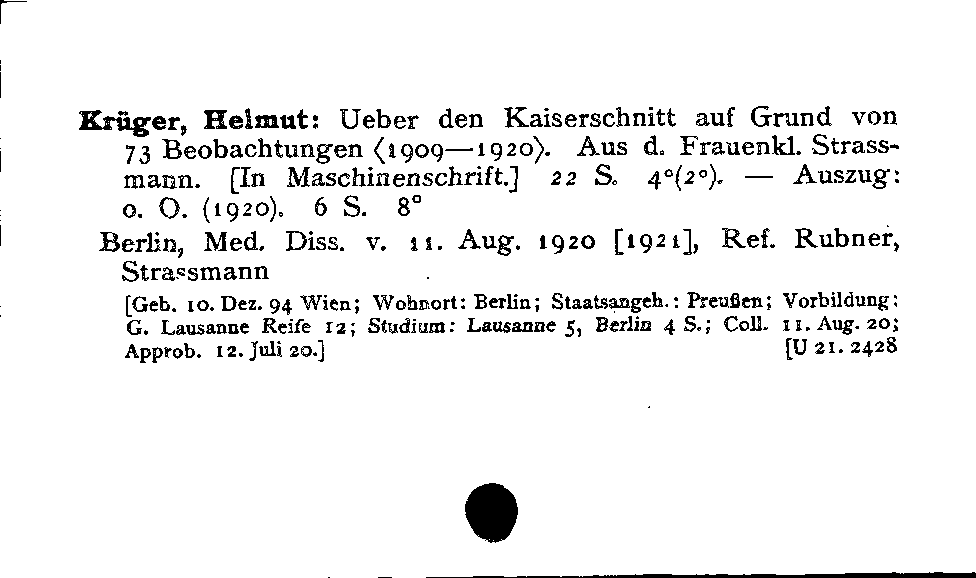 [Katalogkarte Dissertationenkatalog bis 1980]