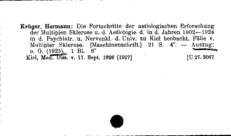 [Katalogkarte Dissertationenkatalog bis 1980]