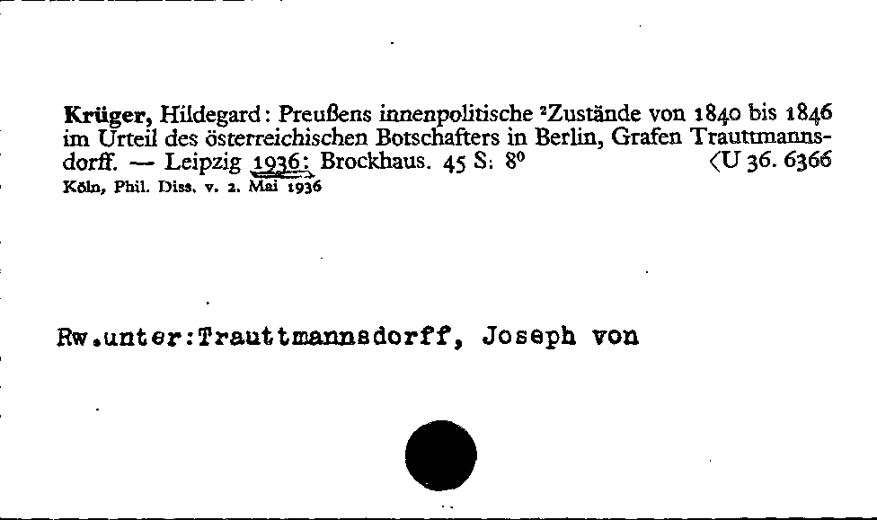 [Katalogkarte Dissertationenkatalog bis 1980]