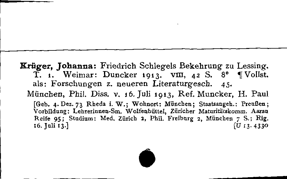 [Katalogkarte Dissertationenkatalog bis 1980]