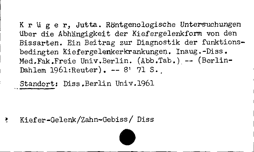 [Katalogkarte Dissertationenkatalog bis 1980]