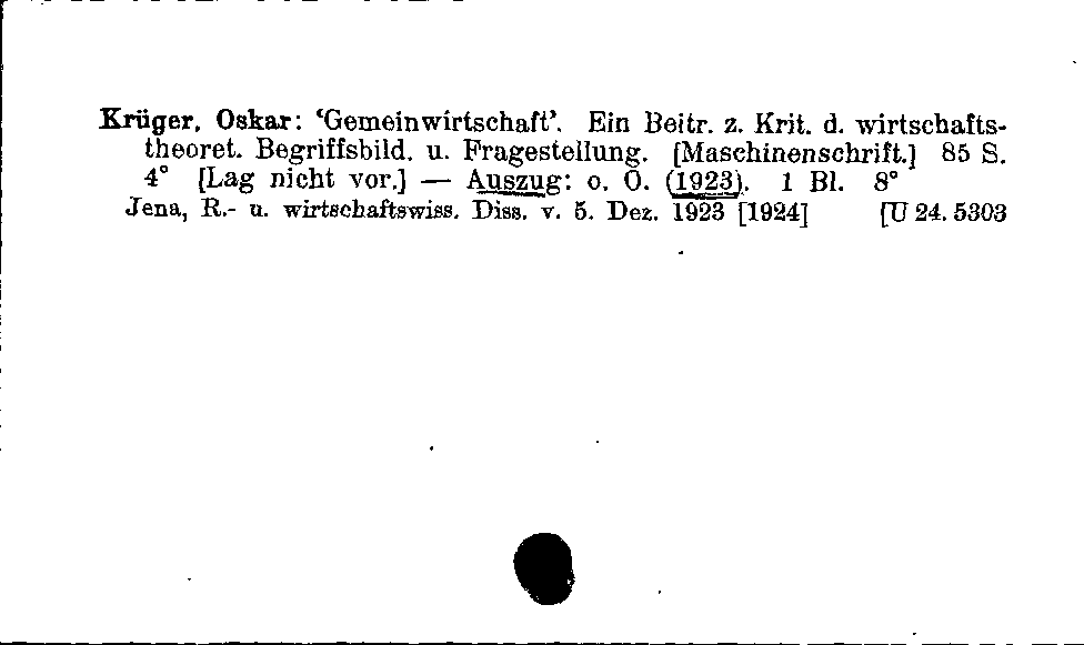 [Katalogkarte Dissertationenkatalog bis 1980]