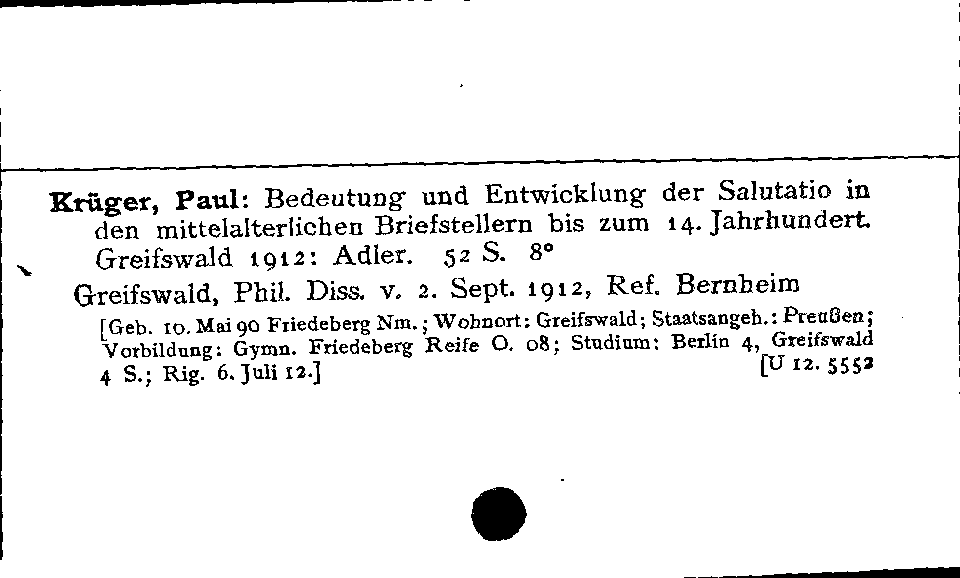 [Katalogkarte Dissertationenkatalog bis 1980]