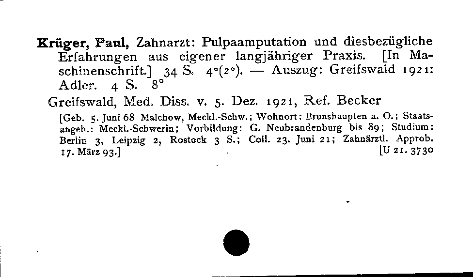 [Katalogkarte Dissertationenkatalog bis 1980]