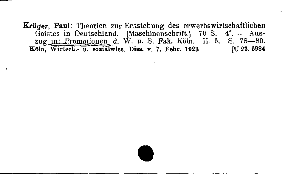 [Katalogkarte Dissertationenkatalog bis 1980]