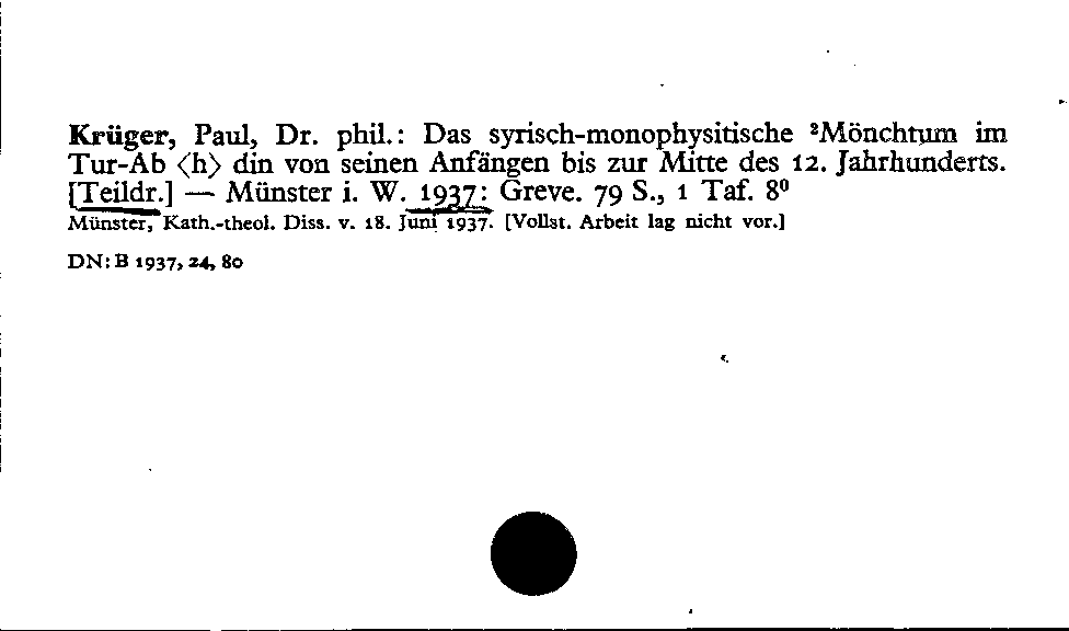 [Katalogkarte Dissertationenkatalog bis 1980]