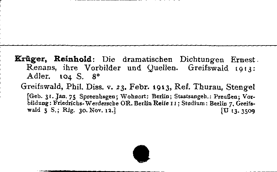 [Katalogkarte Dissertationenkatalog bis 1980]