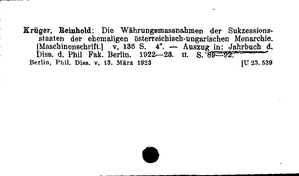 [Katalogkarte Dissertationenkatalog bis 1980]