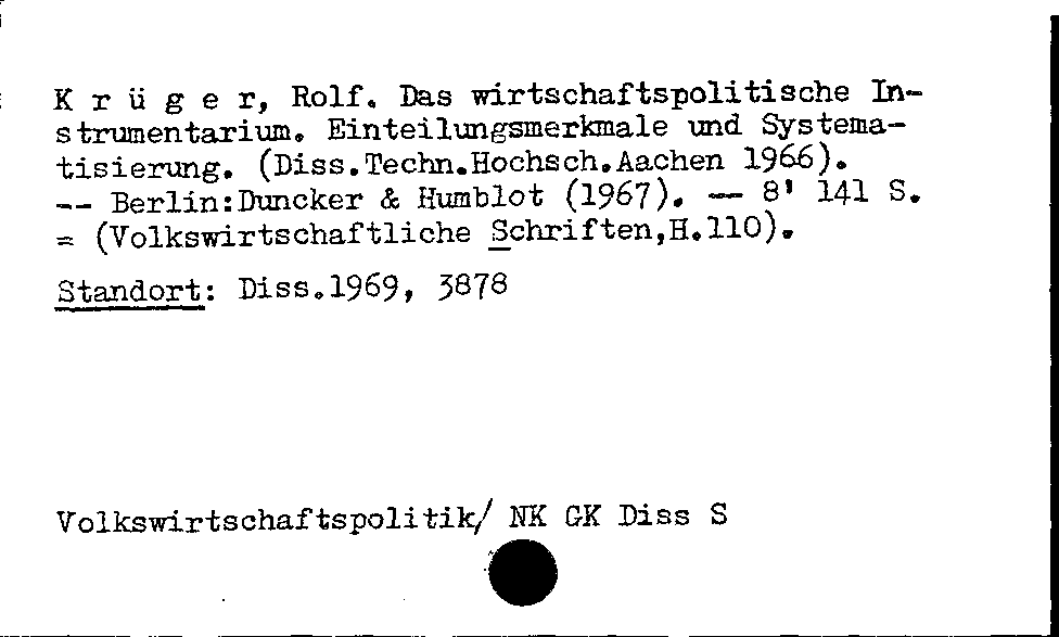 [Katalogkarte Dissertationenkatalog bis 1980]