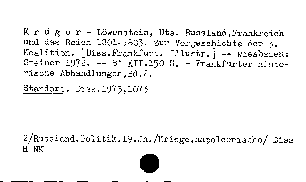 [Katalogkarte Dissertationenkatalog bis 1980]