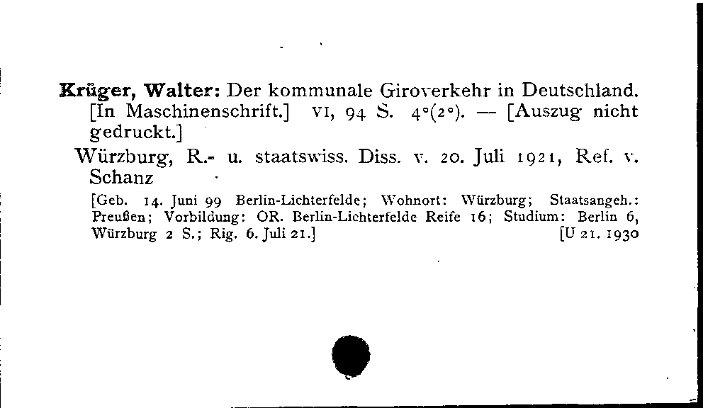 [Katalogkarte Dissertationenkatalog bis 1980]