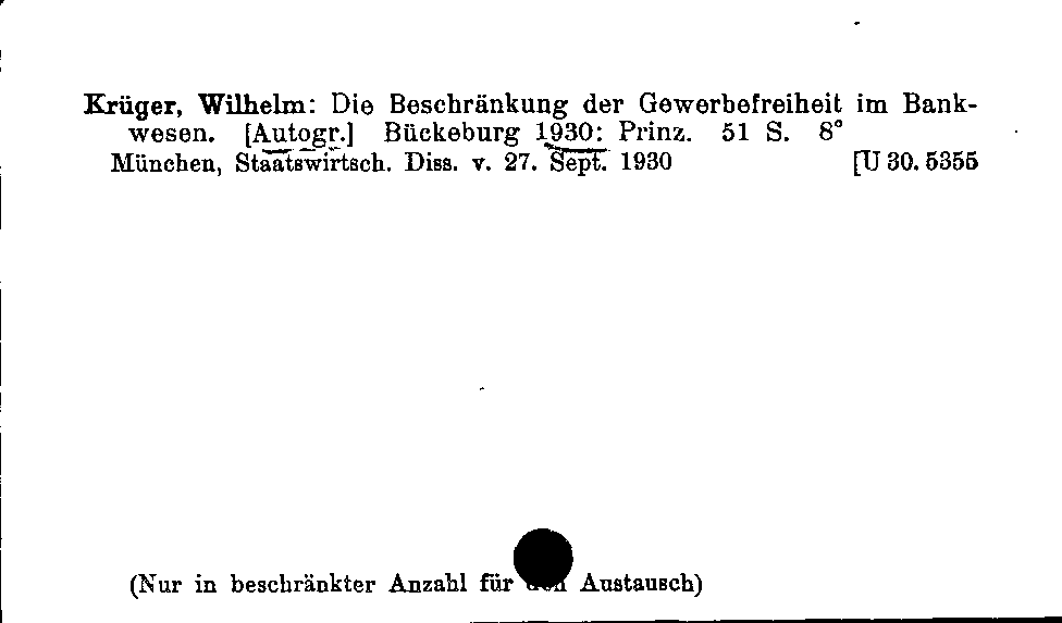 [Katalogkarte Dissertationenkatalog bis 1980]