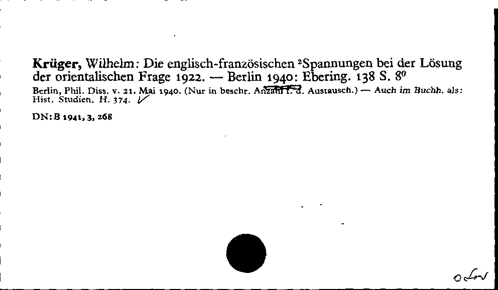 [Katalogkarte Dissertationenkatalog bis 1980]