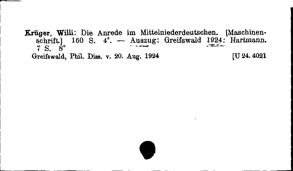 [Katalogkarte Dissertationenkatalog bis 1980]