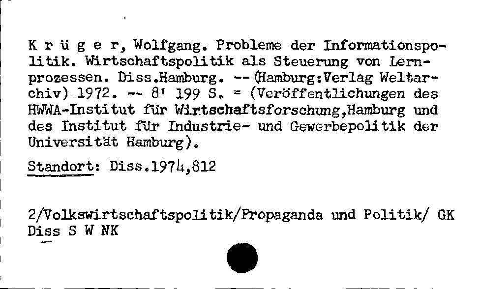 [Katalogkarte Dissertationenkatalog bis 1980]