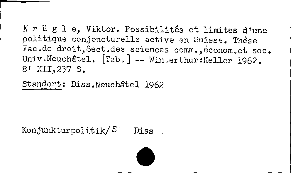 [Katalogkarte Dissertationenkatalog bis 1980]