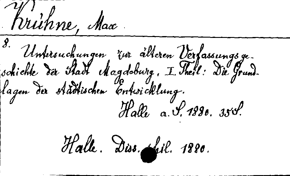 [Katalogkarte Dissertationenkatalog bis 1980]