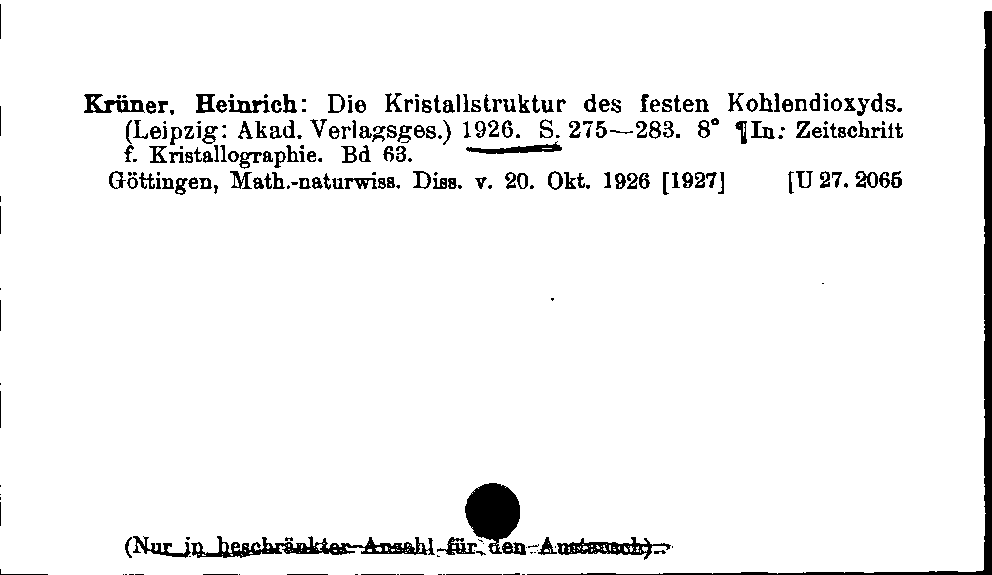 [Katalogkarte Dissertationenkatalog bis 1980]