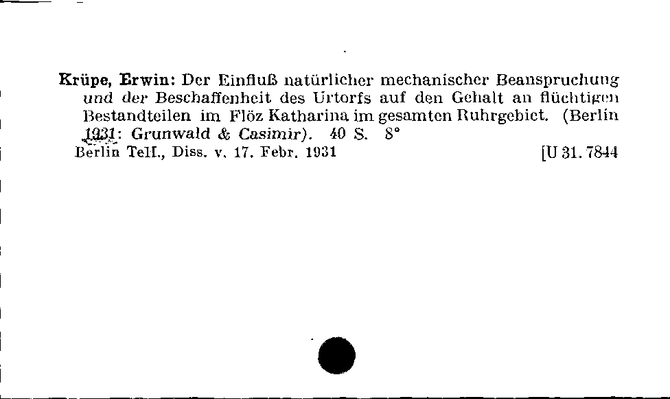 [Katalogkarte Dissertationenkatalog bis 1980]