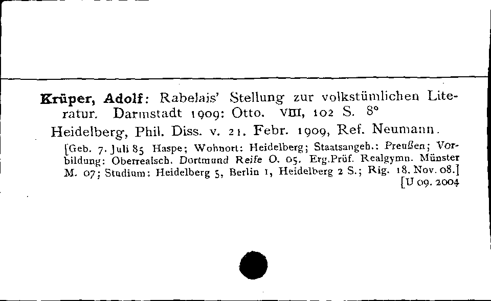 [Katalogkarte Dissertationenkatalog bis 1980]