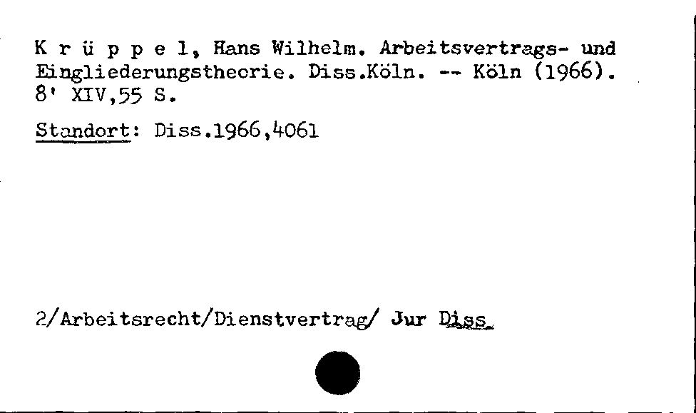 [Katalogkarte Dissertationenkatalog bis 1980]