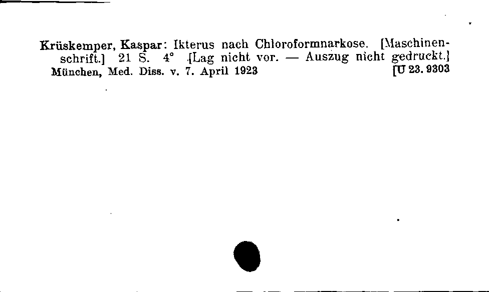 [Katalogkarte Dissertationenkatalog bis 1980]