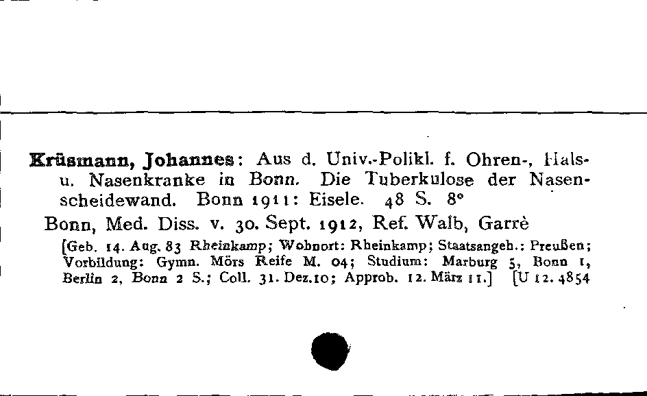 [Katalogkarte Dissertationenkatalog bis 1980]