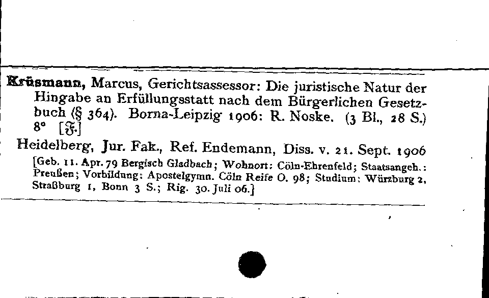 [Katalogkarte Dissertationenkatalog bis 1980]