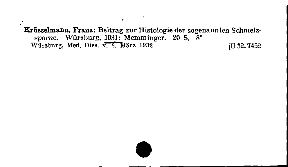 [Katalogkarte Dissertationenkatalog bis 1980]