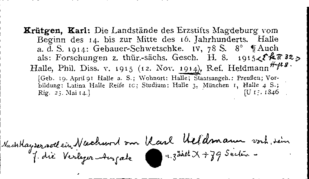 [Katalogkarte Dissertationenkatalog bis 1980]