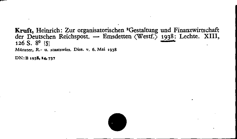 [Katalogkarte Dissertationenkatalog bis 1980]