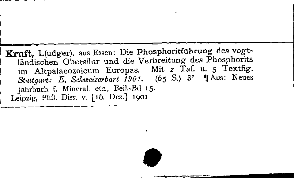 [Katalogkarte Dissertationenkatalog bis 1980]