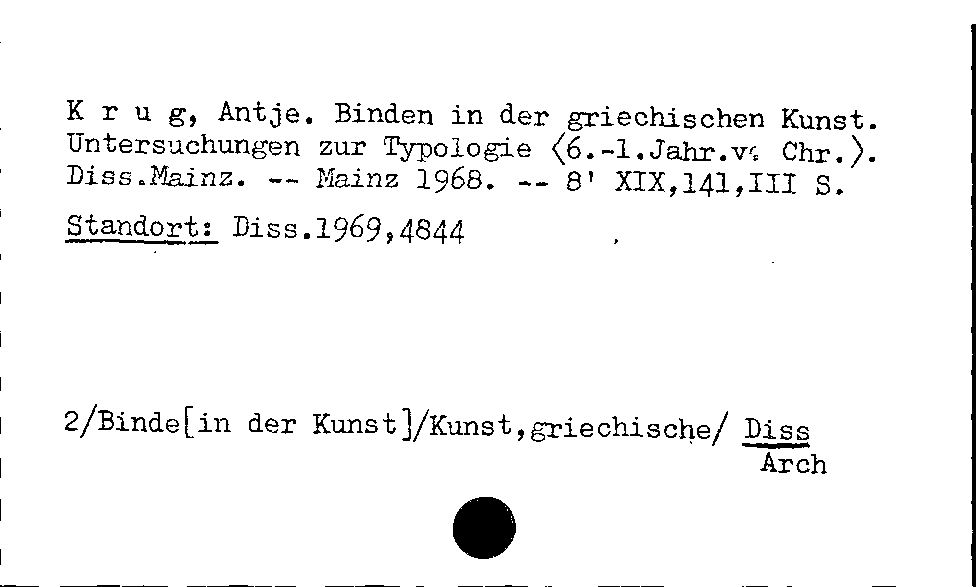 [Katalogkarte Dissertationenkatalog bis 1980]