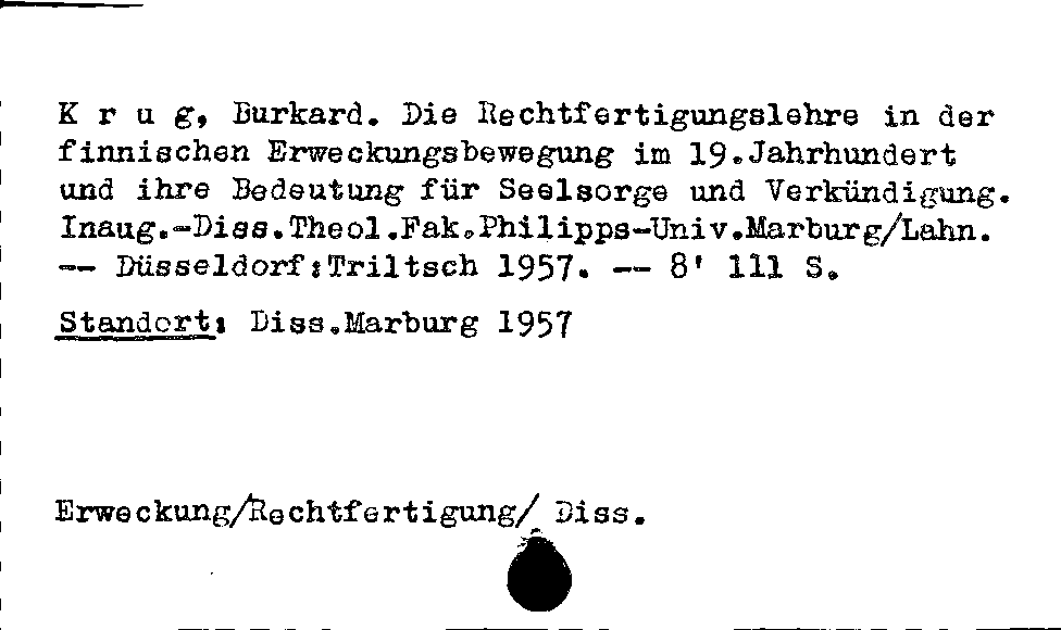 [Katalogkarte Dissertationenkatalog bis 1980]