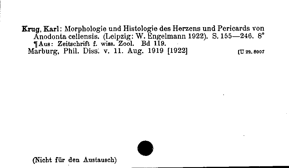 [Katalogkarte Dissertationenkatalog bis 1980]