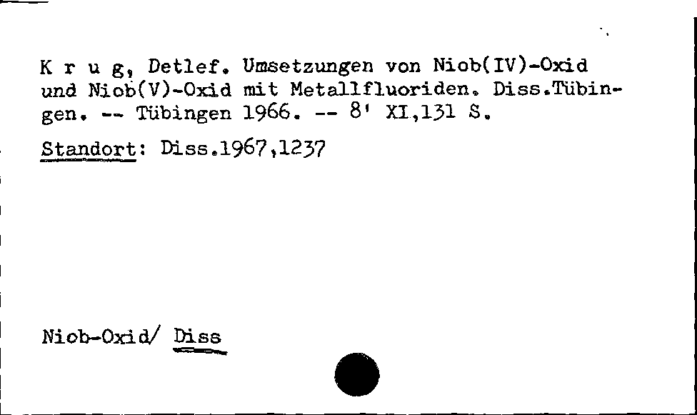 [Katalogkarte Dissertationenkatalog bis 1980]